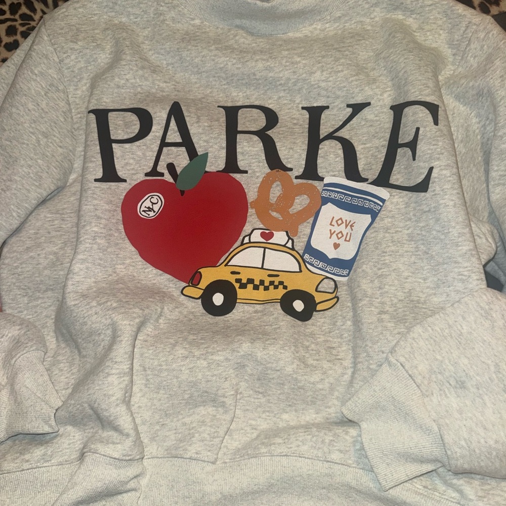 New Parke Gray Graphic Sweatshirt with Fun Design